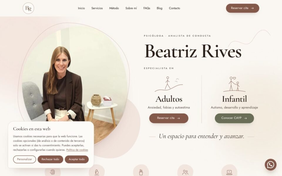 Captura de la web beatrizrivespsicologia.com, hecha por Notoriza