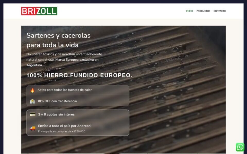Captura de la web brizoll.com.ar, hecha por Notoriza